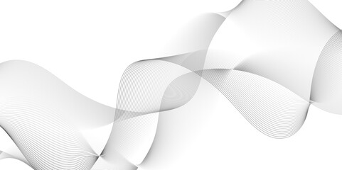 White wave curve lines banner background design. Abstract soft wave lines dynamic flowing gray light isolated background. Vector Illustration of the gray pattern of lines. Black stripes on white .	
