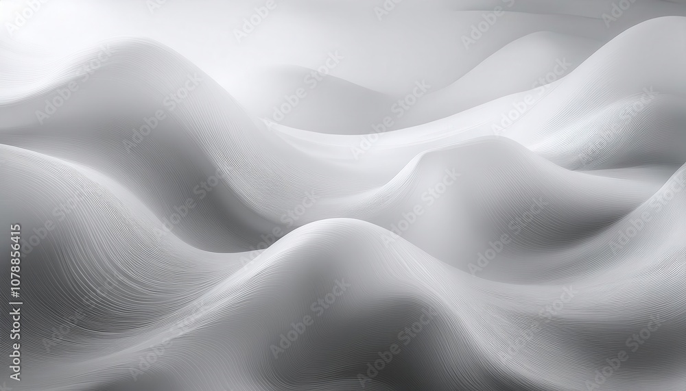 Poster Abstract Flowing Gray Landscape with Smooth Wave Like Patterns and Delicate Textures. Perfect for Website Banners, Minimalist Backgrounds, or Elegant Branding Concepts