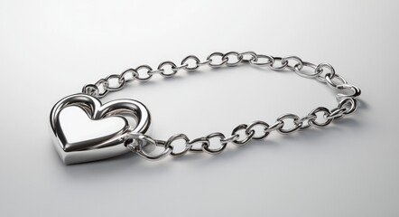 Three-Dimensional Love Symbol. Conceptual Chain and Lock Shape in White Isolated Background