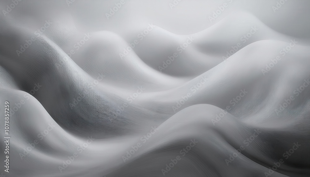 Aufkleber Abstract Flowing Gray Landscape with Smooth Wave Like Patterns and Delicate Textures. Perfect for Website Banners, Minimalist Backgrounds, or Elegant Branding Concepts
