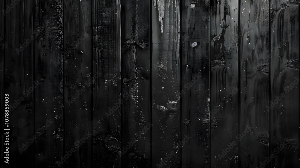 Poster close-up texture of dark stained wooden planks showing vertical grain patterns, creating a natural a