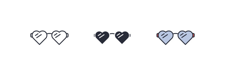 Heart sunglasses icon. Heart sunglasses Symbol sign for mobile concept and web design. Vector icon, Logo illustration, Vector graphics