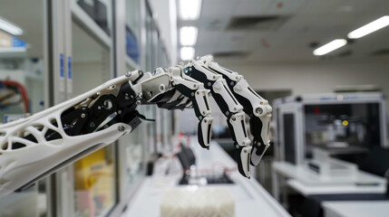 Obraz premium Robotic Hand in Laboratory Setting