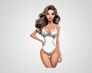 Attractive Woman in Lingerie Vector Illustration