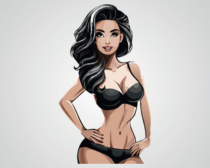 Attractive Woman in Lingerie Vector Illustration