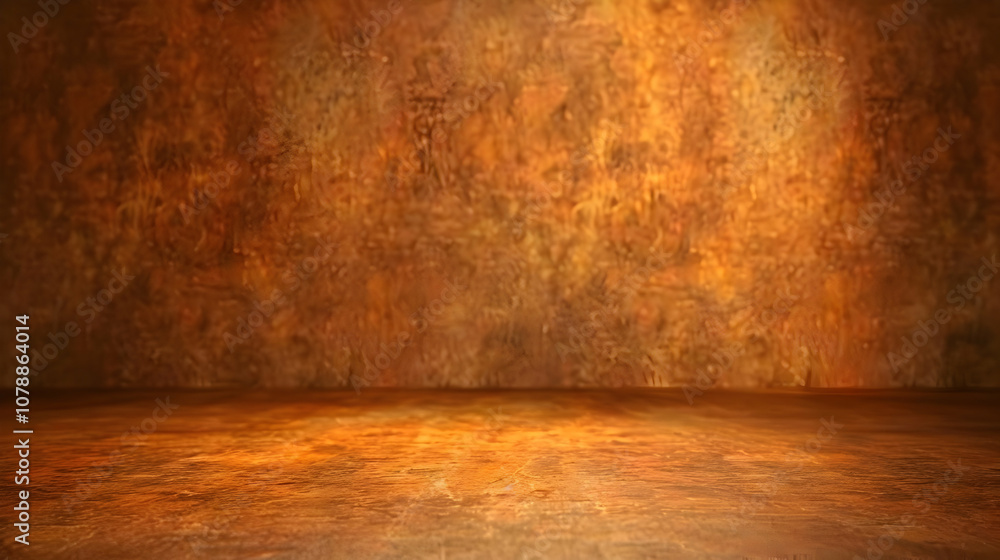 Aufkleber abstract rusty brown background with a wooden platform in the foreground and a subtle light source.