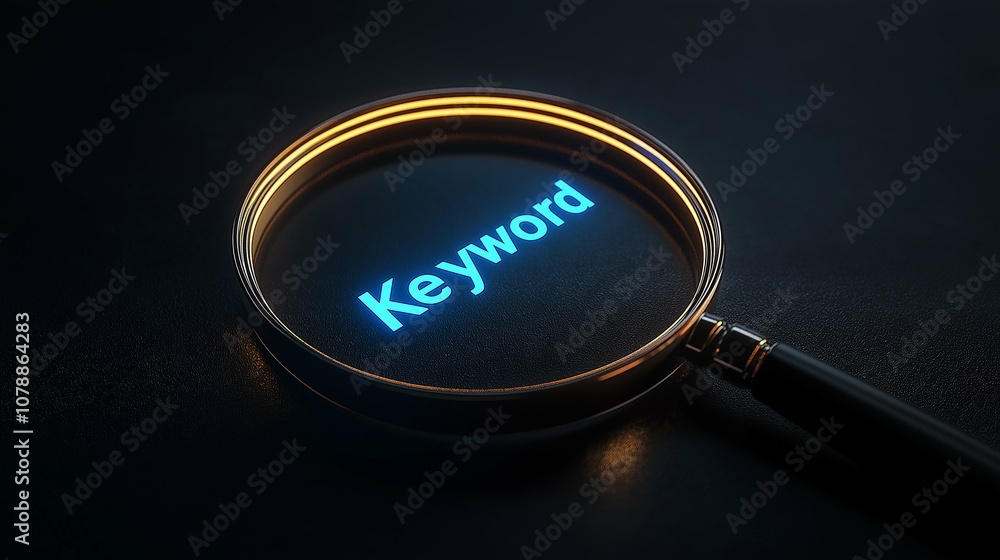 Aufkleber illuminated magnifying glass over text highlighting the word 