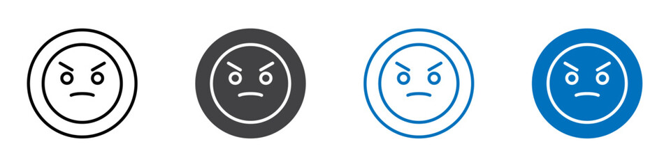 Obraz premium Angry emoji icon Logo sign in thin line outline