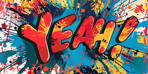 Obraz premium Yeah Comic book style word on abstract background.