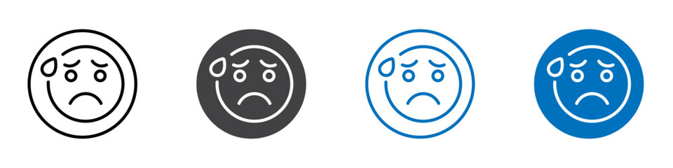 Anxious emoji icon Logo sign in thin line outline