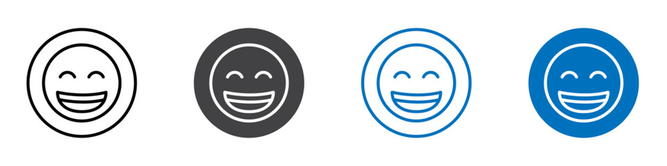 Beaming emoji icon Logo sign in thin line outline