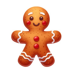 Festive and cute gingerbread cookie with a bright smile, decorated with icing details to match the Christmas spirit.