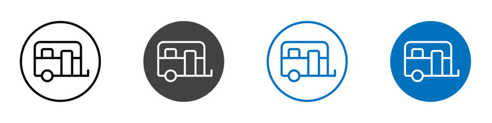 Camping caravan icon Logo sign in thin line outline