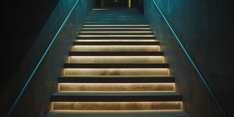 Fototapeta premium Elevated Walkway with Illuminated Steps