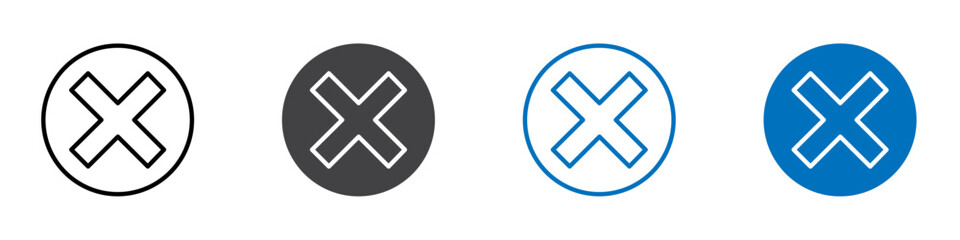 Fototapeta premium Cross mark icon Logo sign in thin line outline