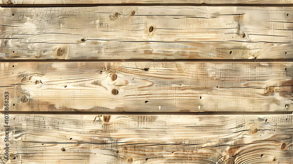 Aufkleber close-up view of weathered wooden planks with knots and grain patterns, displaying a rustic texture