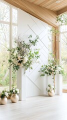 White Flower Arrangement With White Background.