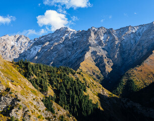 beautiful landscape along Duku Highway(Rd. G217) in autumn season at Korla, Xinjiang, China