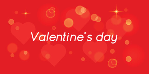 Valentine's Day card. Red background sparkle and shine effect. Vector illustration