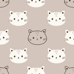 Hand drawn seamless pattern with Cute Cat. Childish Cartoon Animals Background. design for fabric, wrapping, textile, wallpaper, apparel, pajamas and more