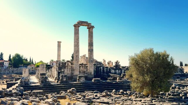 Temple of Apollo in Didim. Didyma is the temple of Apollo in the ancient Greek city. Travelling in Turkey. Didim district, Aydin province
