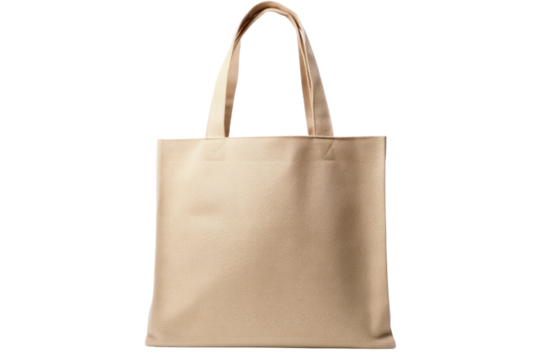 A simple canvas tote bag with sturdy handles, displayed at a slight angle with the front side facing forward isolated on white background