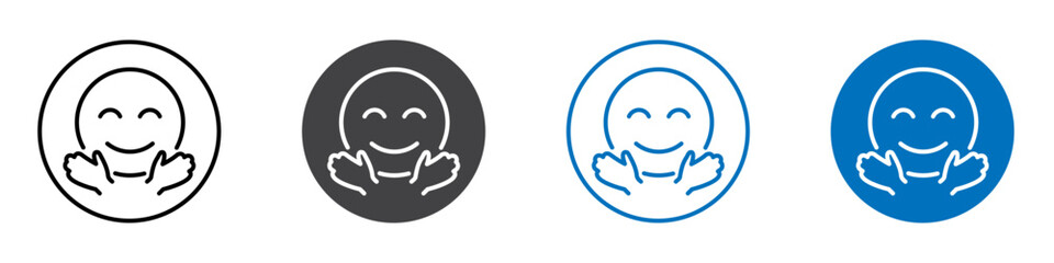 Hug emoji icon Logo sign in thin line outline