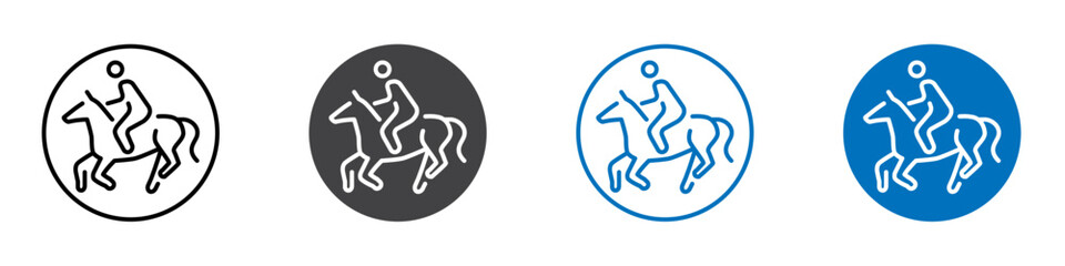 Horse riding icon Logo sign in thin line outline