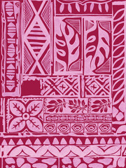 Hawaiian tribal exotic fabric and Polynesian tapa cloth patchwork abstract © HoyaBouquet