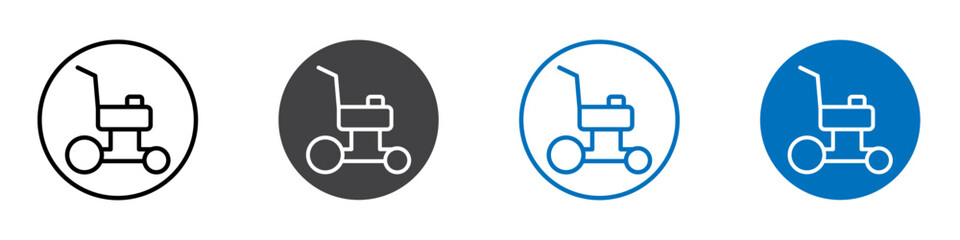 Lawn mower icon Logo sign in thin line outline