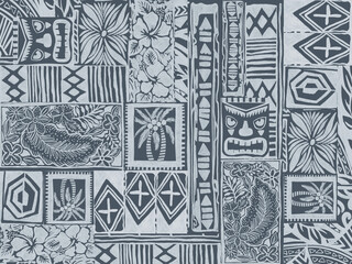 Hawaiian tribal exotic fabric and Polynesian tapa cloth patchwork abstract © HoyaBouquet