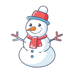 snowman vector art,  flat illustration snowman icon