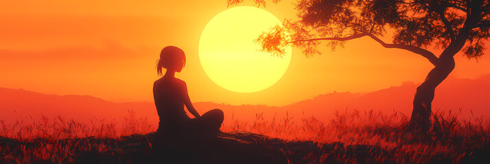 Fototapeta premium Beautiful Anime Sunshine Illustration with Warm Colors