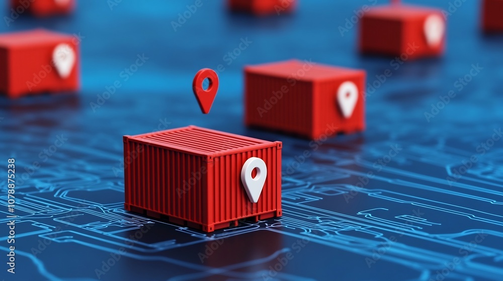 Poster freight tracking system with cargo icons on gps map for real-time monitoring