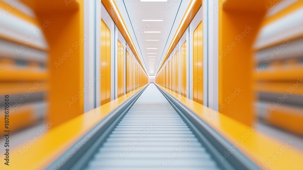 Aufkleber optimized distribution hub with connecting conveyor belts and levels for efficient workflow in 3d