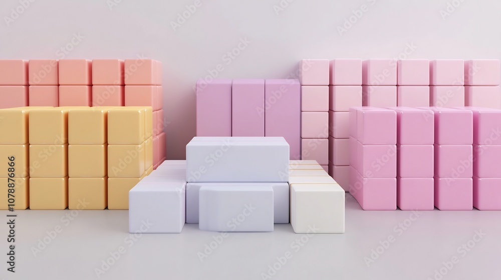 Aufkleber organized delivery process with color-coded packages in 3d