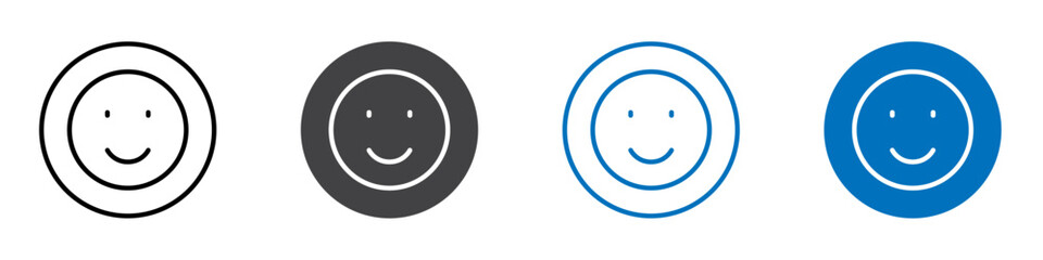 Smiling face icon Logo sign in thin line outline