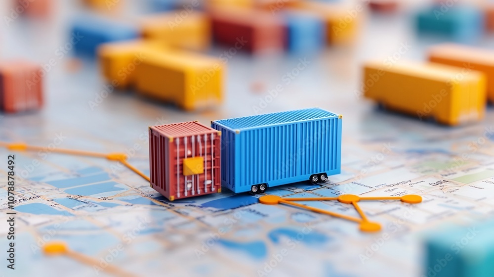 Poster visualization of supplier coordination and supply chain network with linking arrows on map