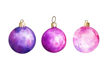 Obraz premium Set of violet and white vector christmas balls with different patterns 