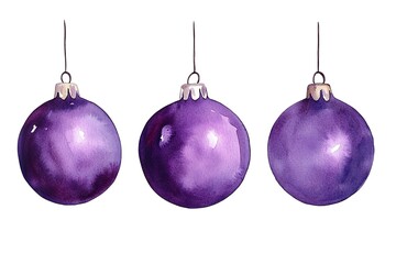 Obraz premium Set of violet and white vector christmas balls with different patterns 