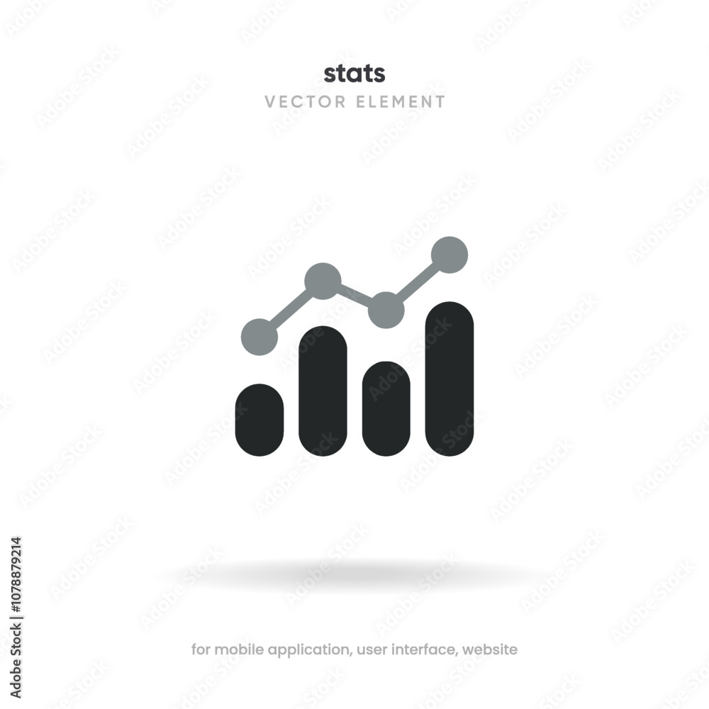 Aufkleber Statistic icon. 3d financial analysis stats icon. Growing graph. Business chart symbol. Growths chart collection. Progress bar. Bar diagram. Growth success arrow icon. Progress symbol. Chart increase