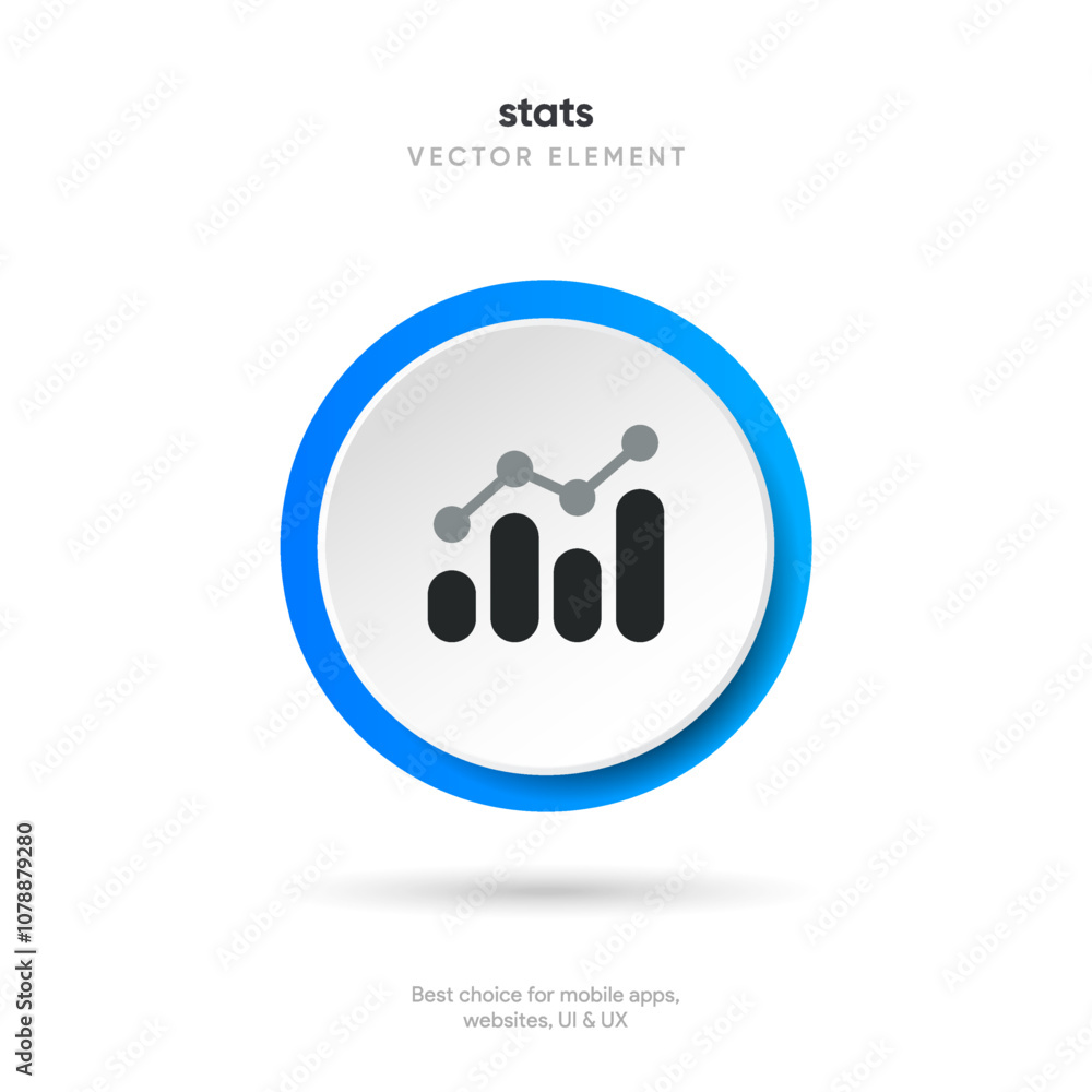 Aufkleber statistic icon. 3d financial analysis stats icon. growing graph. business chart symbol. growths char