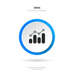 Statistic icon. 3d financial analysis stats icon. Growing graph. Business chart symbol. Growths chart collection. Progress bar. Bar diagram. Growth success arrow icon. Progress symbol. Chart increase