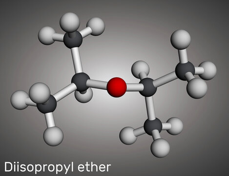 Diisopropyl ether molecule. Molecular model. 3D rendering