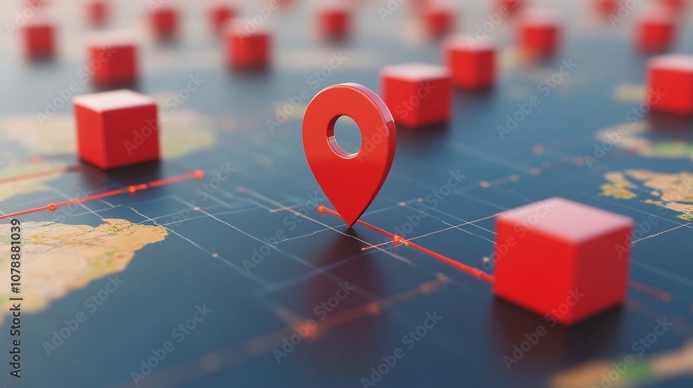Poster interconnected supplier network visualization on global 3d map