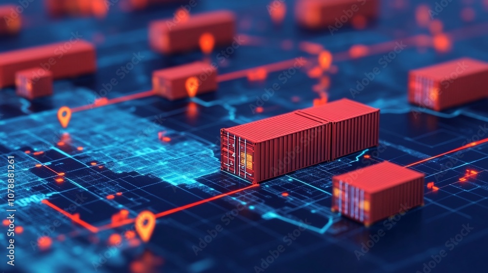 Poster gps-enabled freight tracking system with 3d digital maps and cargo icons