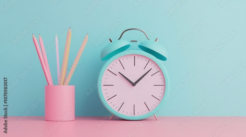 Aufkleber organized and efficient time management with minimalist desk clock and calendar