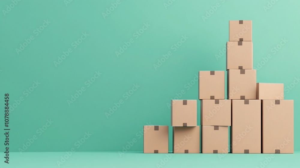 Aufkleber Stacked Shipping Boxes with Timeline Chart for Logistics Scheduling and Storage Management in 3D