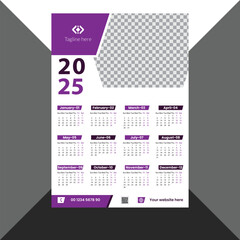 2025 one-page New Year colourful wall calendar design template