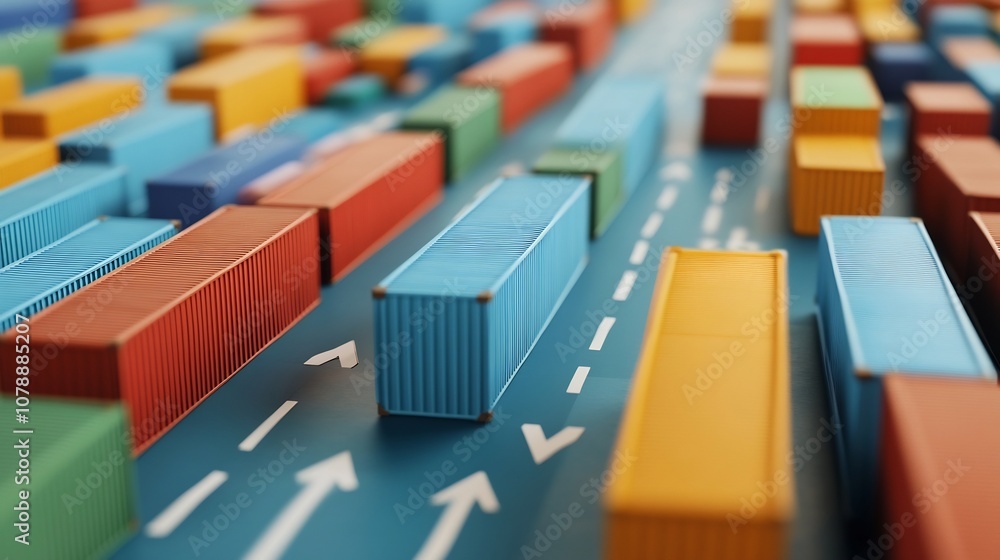 Poster global cargo movement with forecasted shipping routes on 3d map